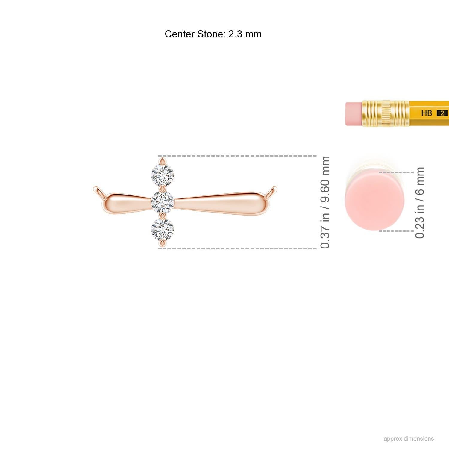 Round Cut Angara Natural Diamond Sideways Cross Necklace in 14K Rose Gold for Women For Sale