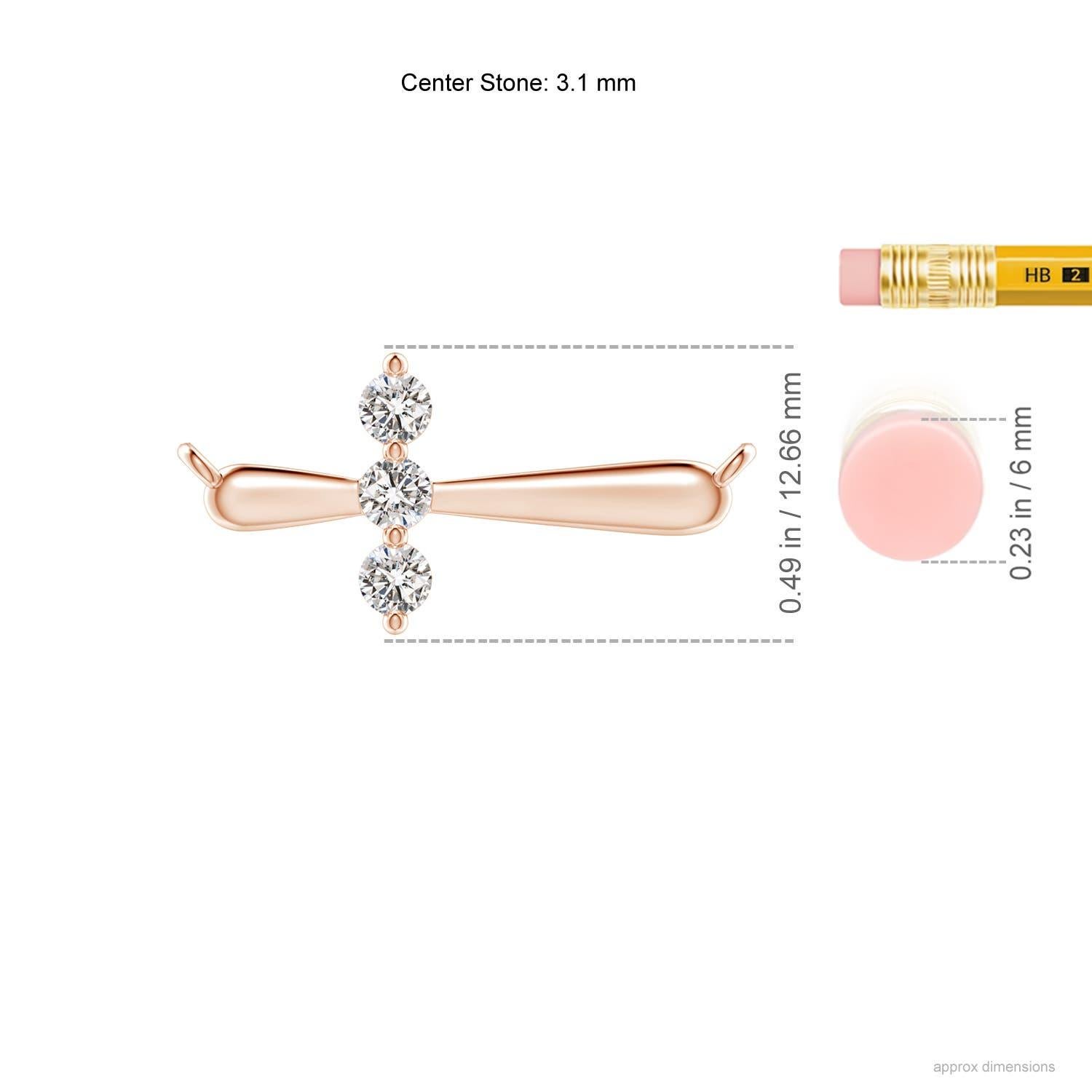 Round Cut Angara Natural Diamond Sideways Cross Necklace in 14K Rose Gold for Women For Sale