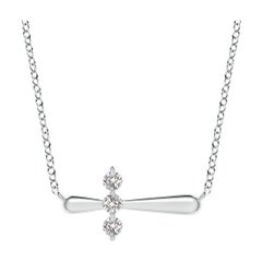 Angara Natürliche Diamanten seitwärts Kreuz Halskette in 14K Weißgold für Frauen