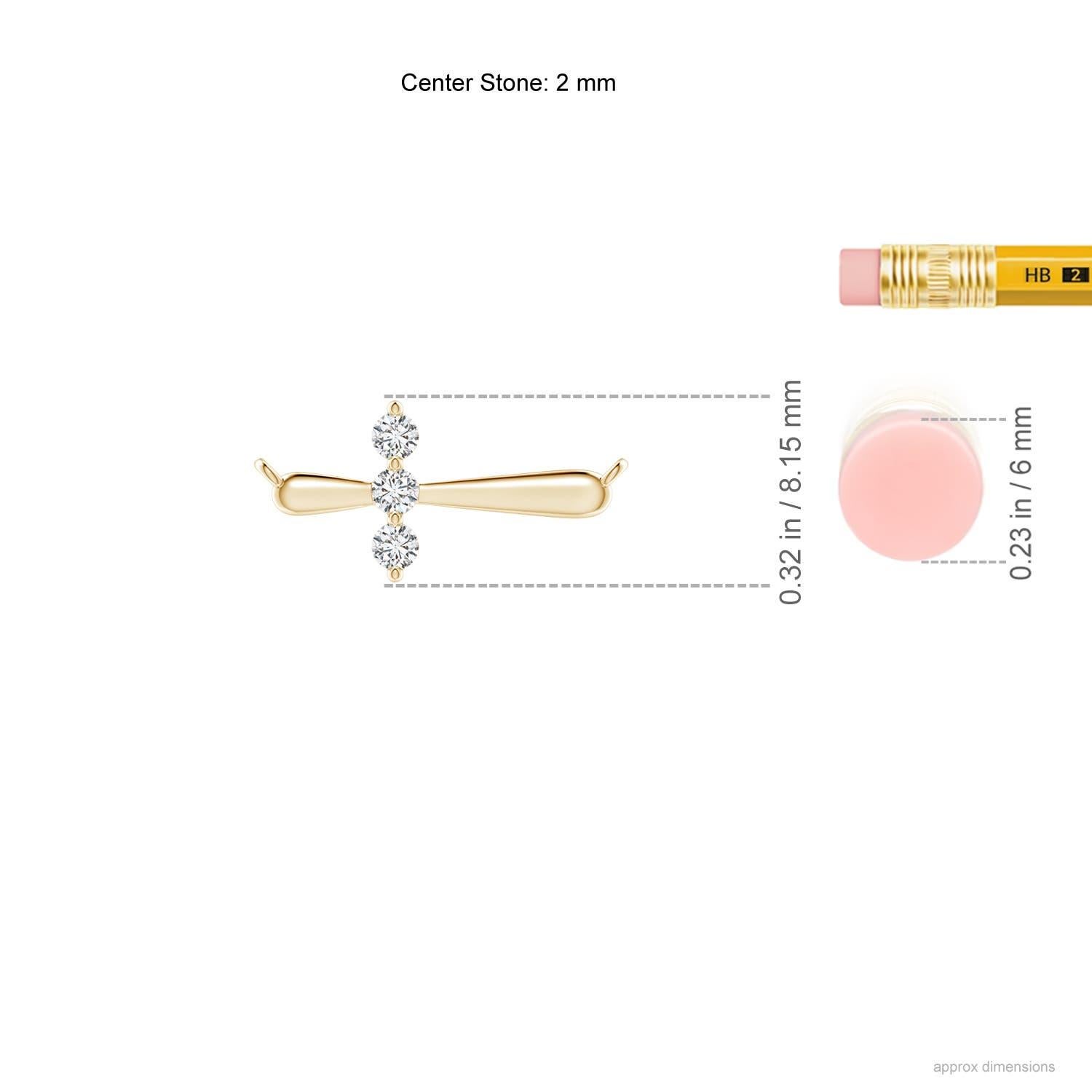 Round Cut Angara Natural Diamond Sideways Cross Necklace in 14K Yellow Gold for Women For Sale