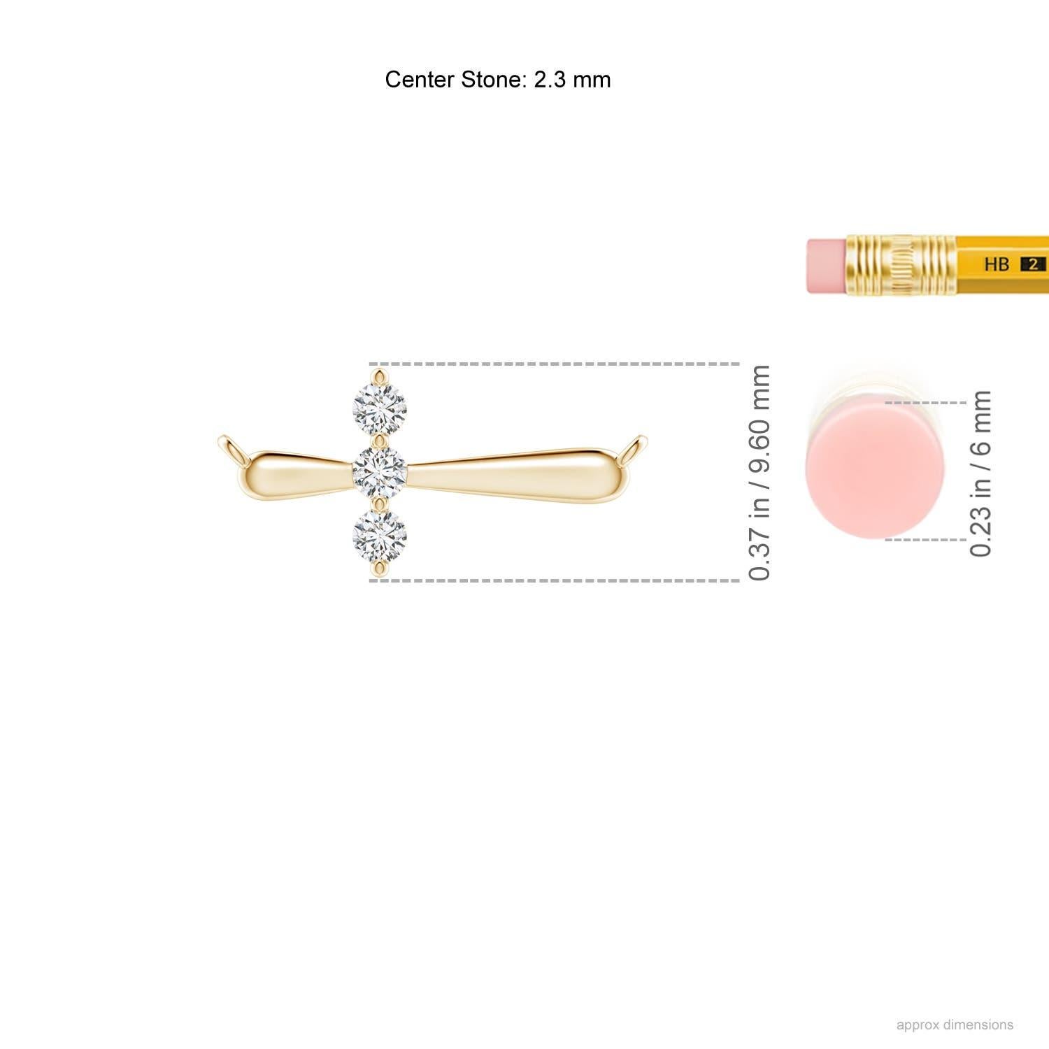 Round Cut Angara Natural Diamond Sideways Cross Necklace in 14K Yellow Gold for Women For Sale