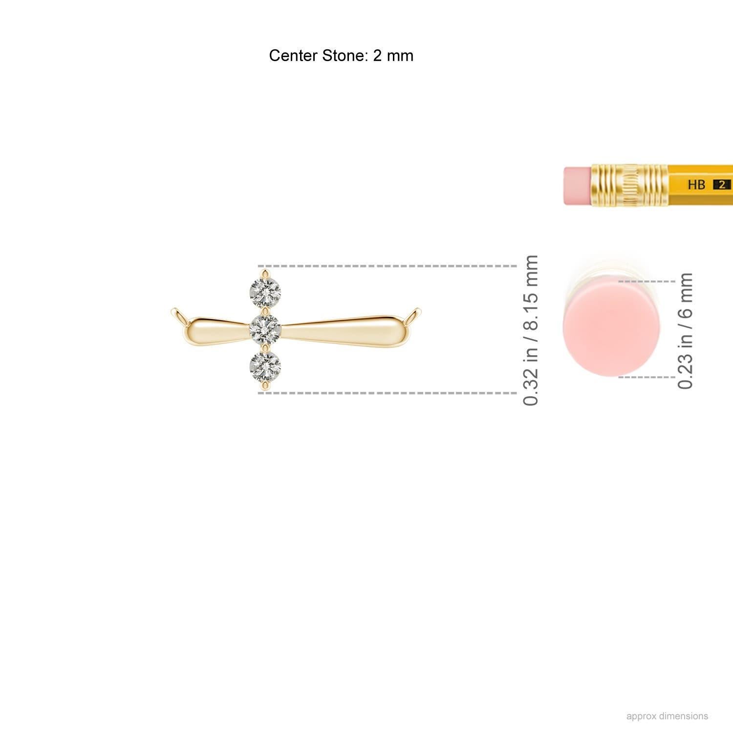 Round Cut Angara Natural Diamond Sideways Cross Necklace in 14K Yellow Gold for Women For Sale