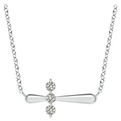 Angara Natural Diamond Sideways Cross Necklace in Platinum for Women