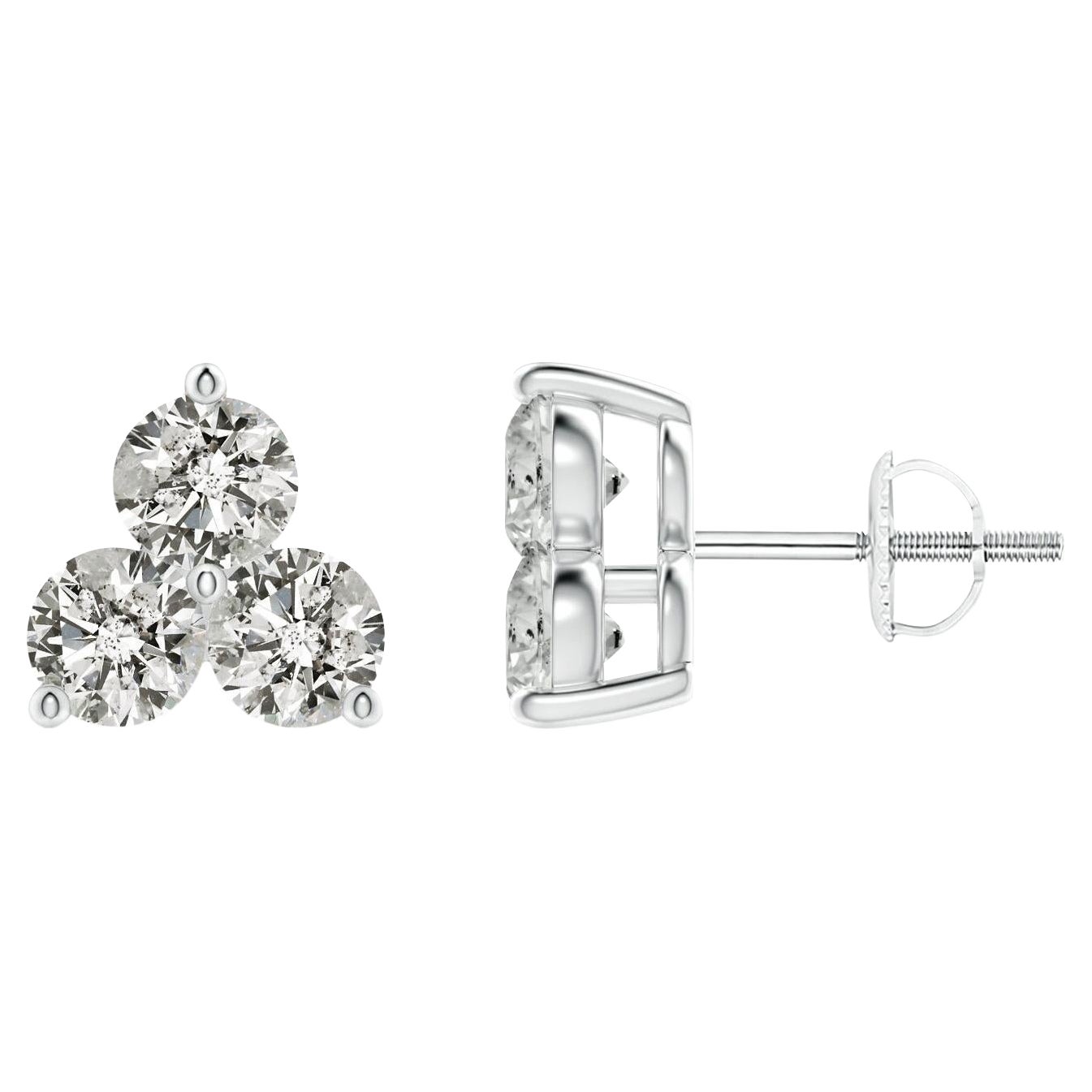 Pendientes de diamantes naturales ANGARA en platino (1cttw  Color-K  Claridad-I3)