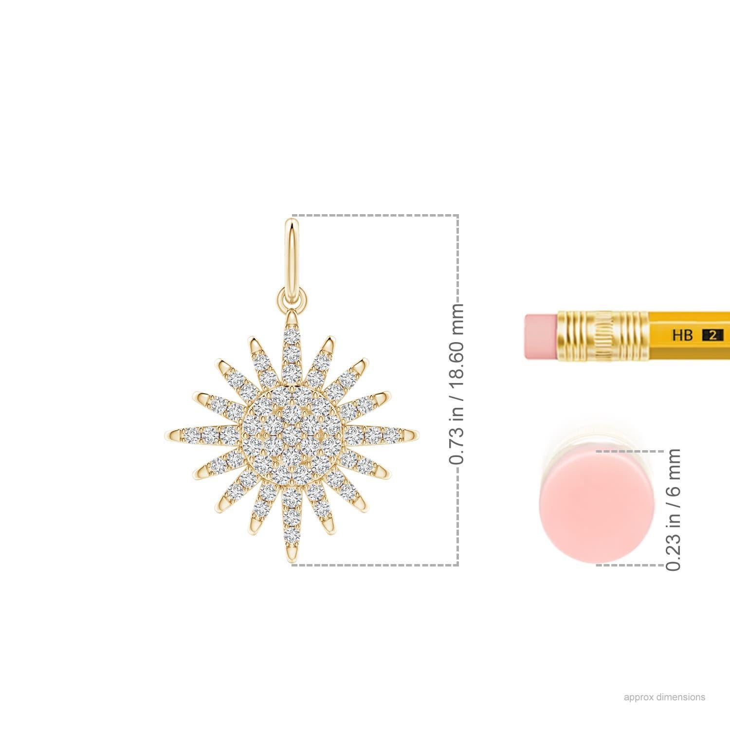 Angara Natural Diamond Sun Pendant in 14K Solid Gold for Women In New Condition For Sale In Los Angeles, CA