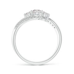 Angara Anillo de oro macizo de 14 quilates con tres piedras de diamantes naturales para mujer