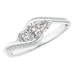 Bague de contournement à trois pierres en diamant naturel Angara en or massif 14K pour femmes