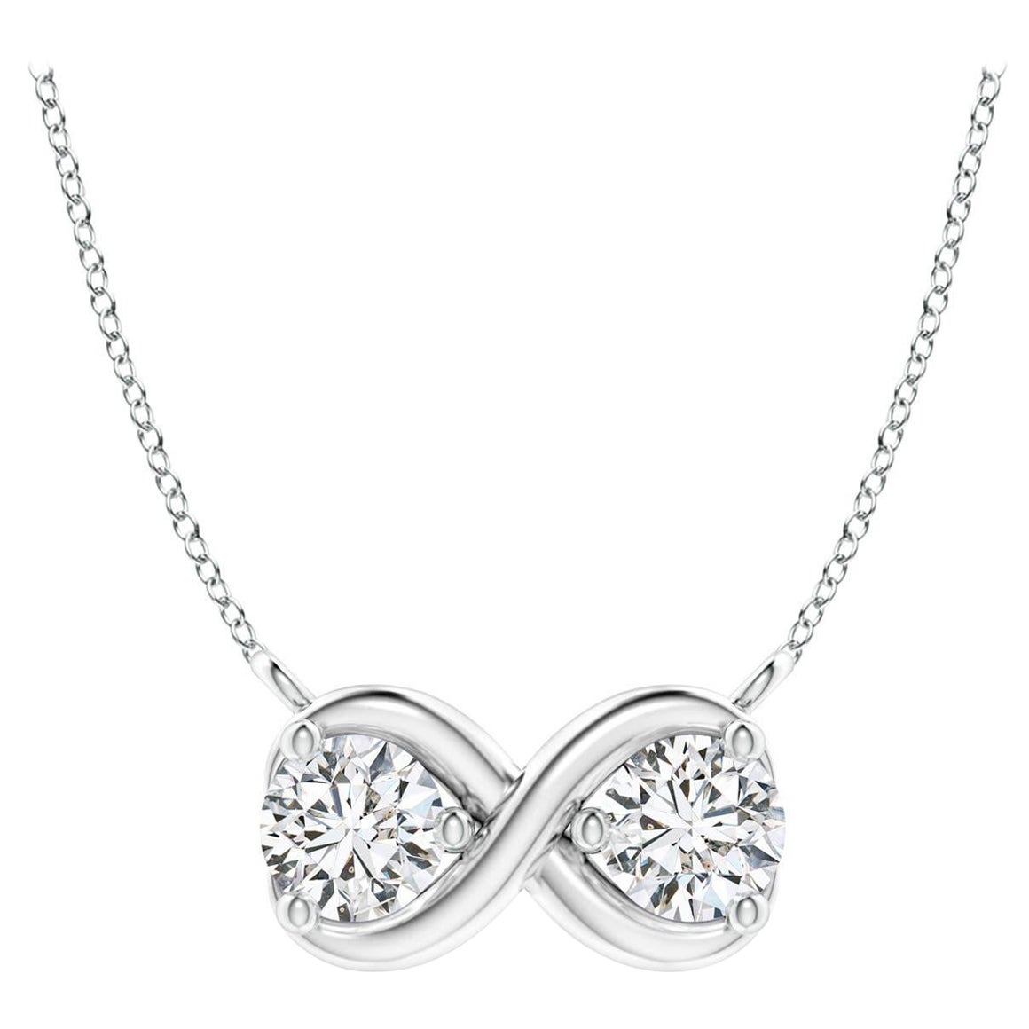 Collier pendentif double diamant naturel Angara en or massif 14K en vente