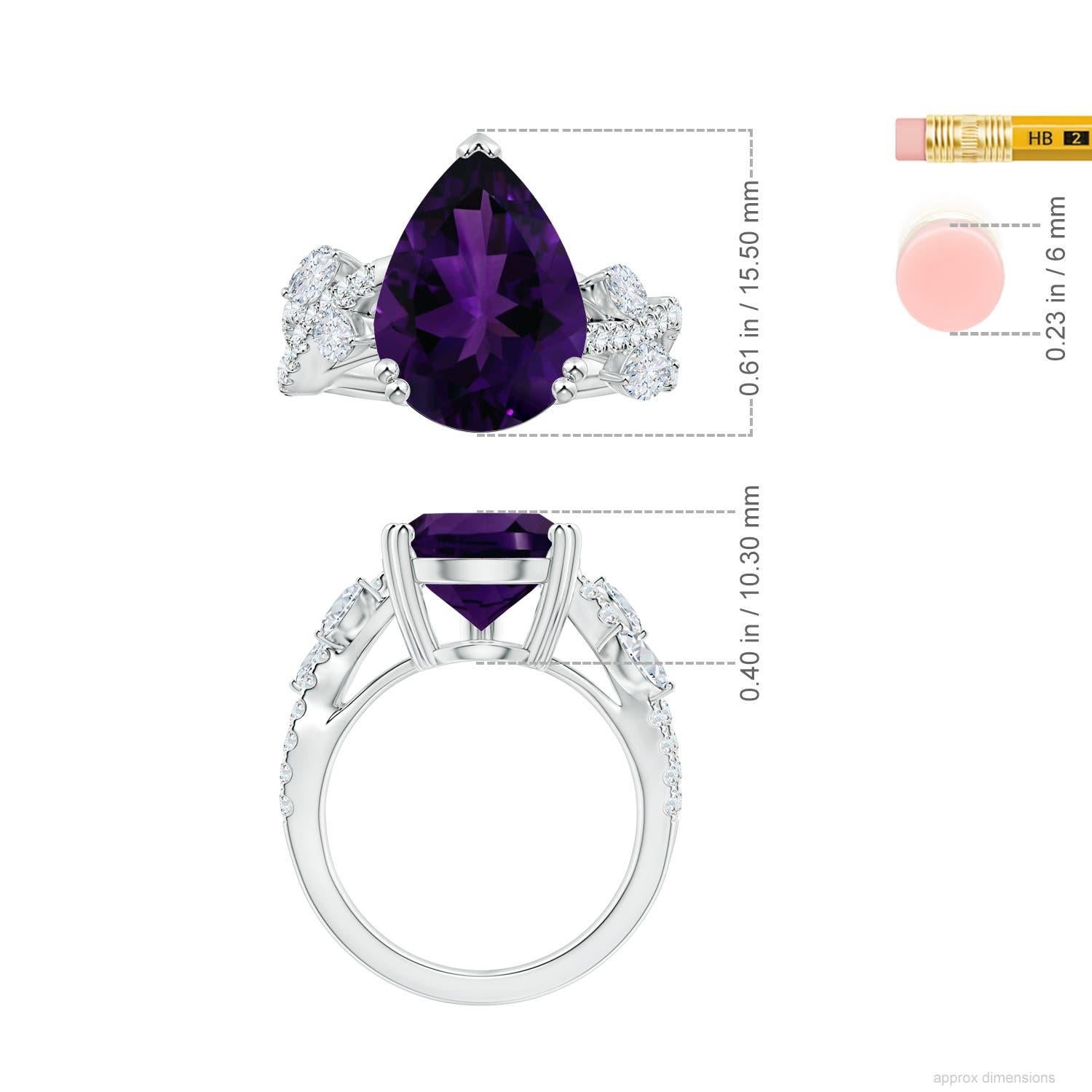 Bague Angara en or 14 carats avec améthyste en forme de poire certifiée GIA de 7,33 ct. Pour femmes en vente