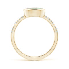 Angara Natural East-West Bezel-Set Oval Opal and Diamond Ring in 14K Solid Gold