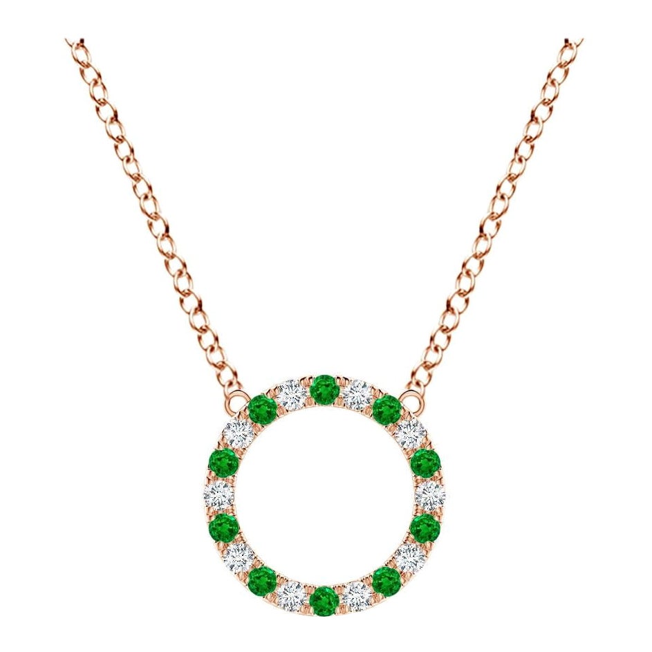 Angara Natürlicher Smaragd und Diamant Kreis Eternity-Anhänger in 14K Rose Gold im Angebot