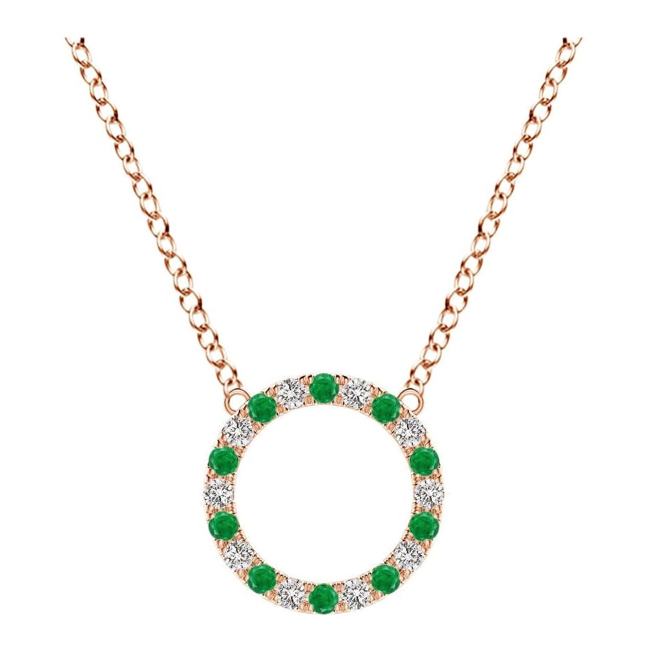 Angara Natürlicher Smaragd und Diamant Kreis Eternity-Anhänger in 14K Rose Gold