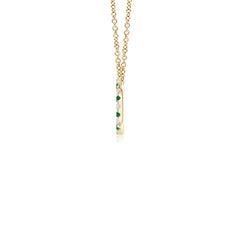 Angara 0.18ct Emerald and 0.14ct Diamond Circle Pendant in 14K Gold