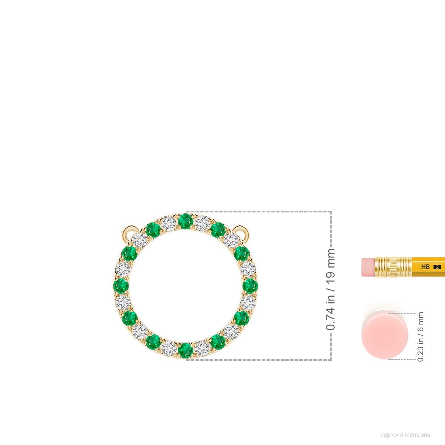 Angara Natürlicher Smaragd und Diamant Kreis Eternity-Anhänger in 14K Gelbgold (Rundschliff) im Angebot