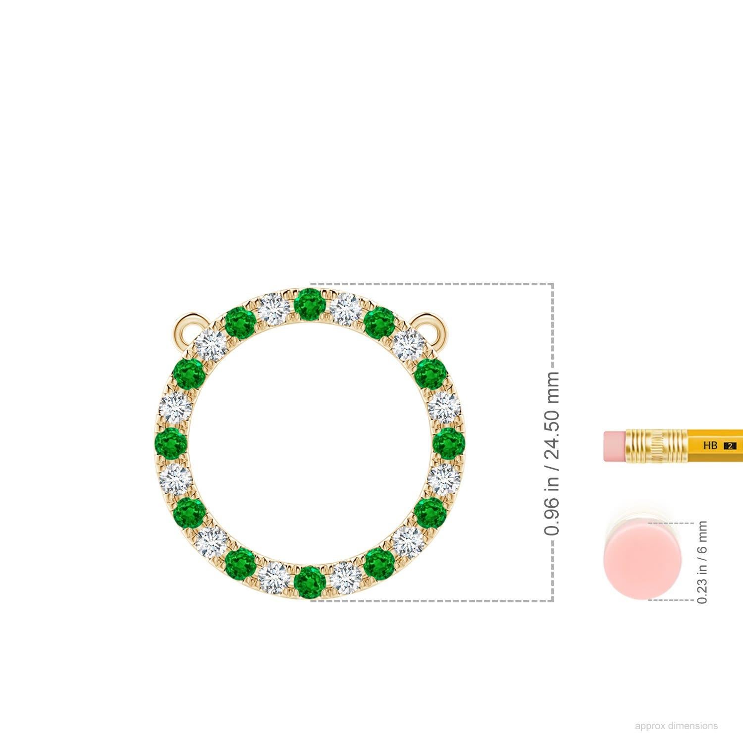 Colgante de Eternidad de Esmeralda Natural y Círculo de Diamantes de Angara en Oro Amarillo de 14 quilates Corte redondo en venta