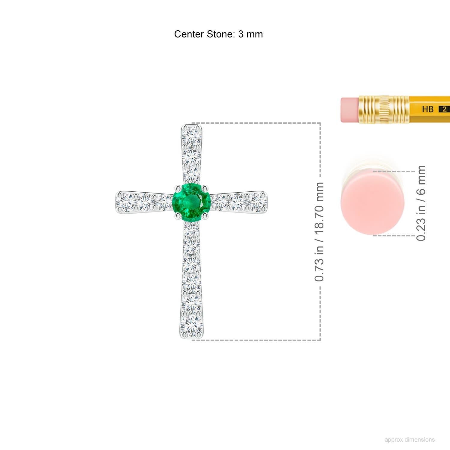 Angara Natürlicher Smaragd und Diamant Kreuz Anhänger in 14K Weißgold für Frauen (Rundschliff) im Angebot