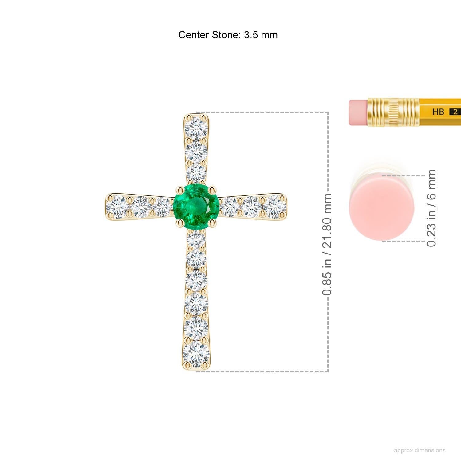 Taglio rotondo Ciondolo a croce con smeraldo naturale e diamante di Angara in oro giallo 14K per donna in vendita