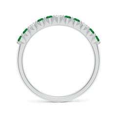 Angara Natural Emerald and Diamond Half Eternity Wedding Ring in 14K Solid Gold