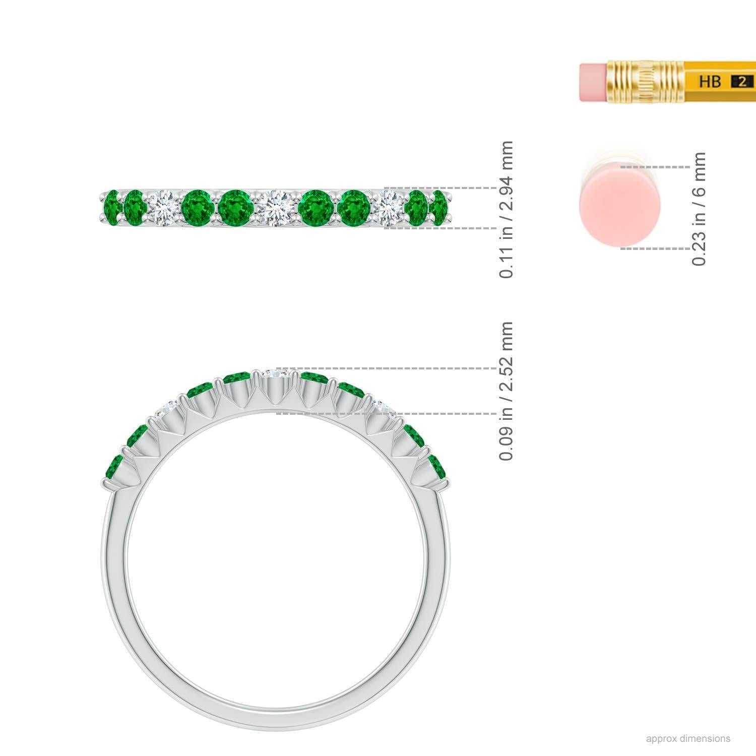 Angara Natural Emerald and Diamond Half Eternity Wedding Ring in 14K Solid Gold In New Condition For Sale In Los Angeles, CA