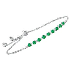 Angara Pulsera Bolo de Esmeralda Natural y Diamantes en Oro de 14 K para Mujer
