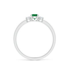 Angara Natural Emerald and Diamond Three Stone Engagement Ring in 14K Solid Gold