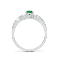 Angara Natural Emerald and Diamond Twisted Vine Engagement Ring in 14K Gold