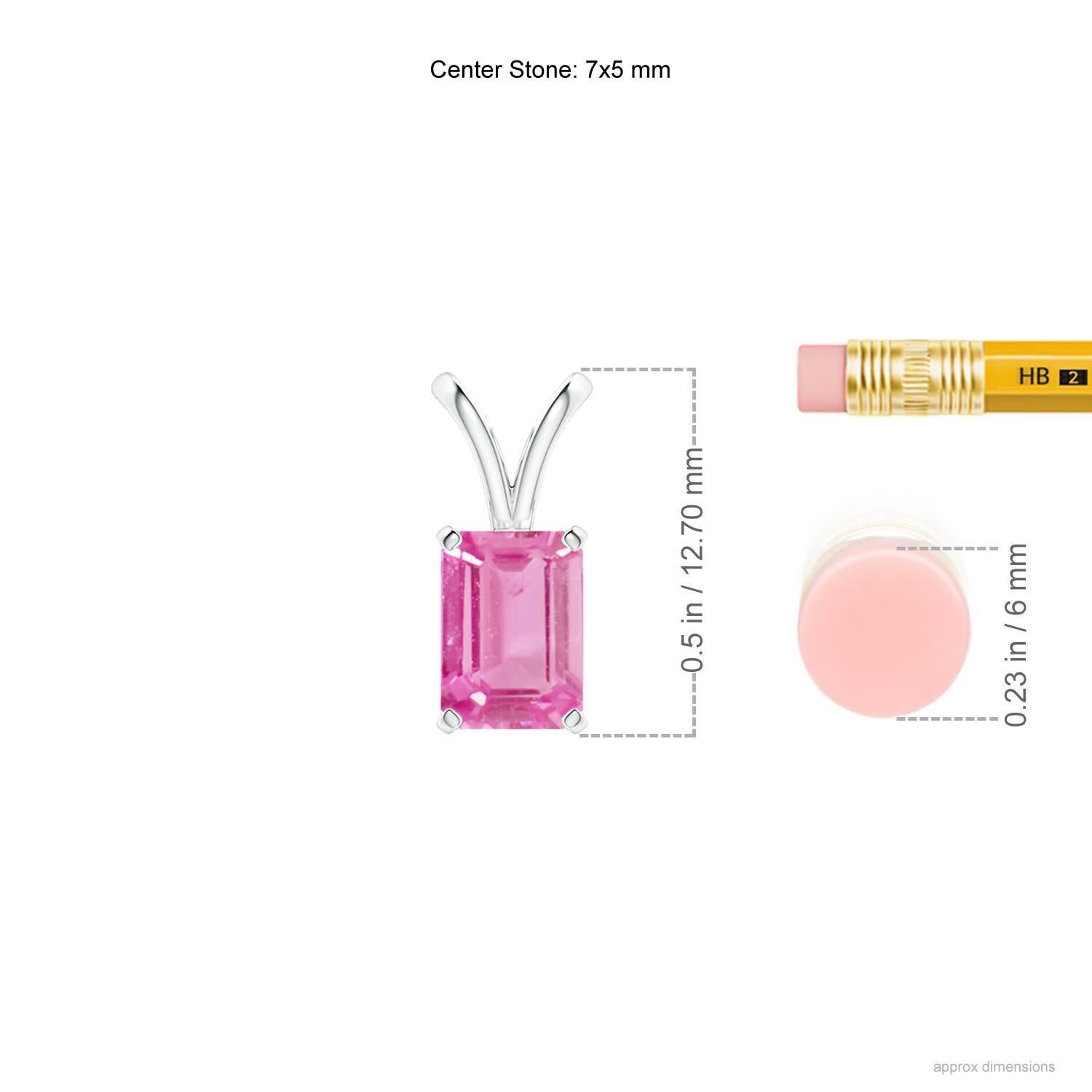 Taille émeraude Angara Pendentif solitaire en or 14K avec émeraude naturelle et saphir rose de 1,15 ct en vente