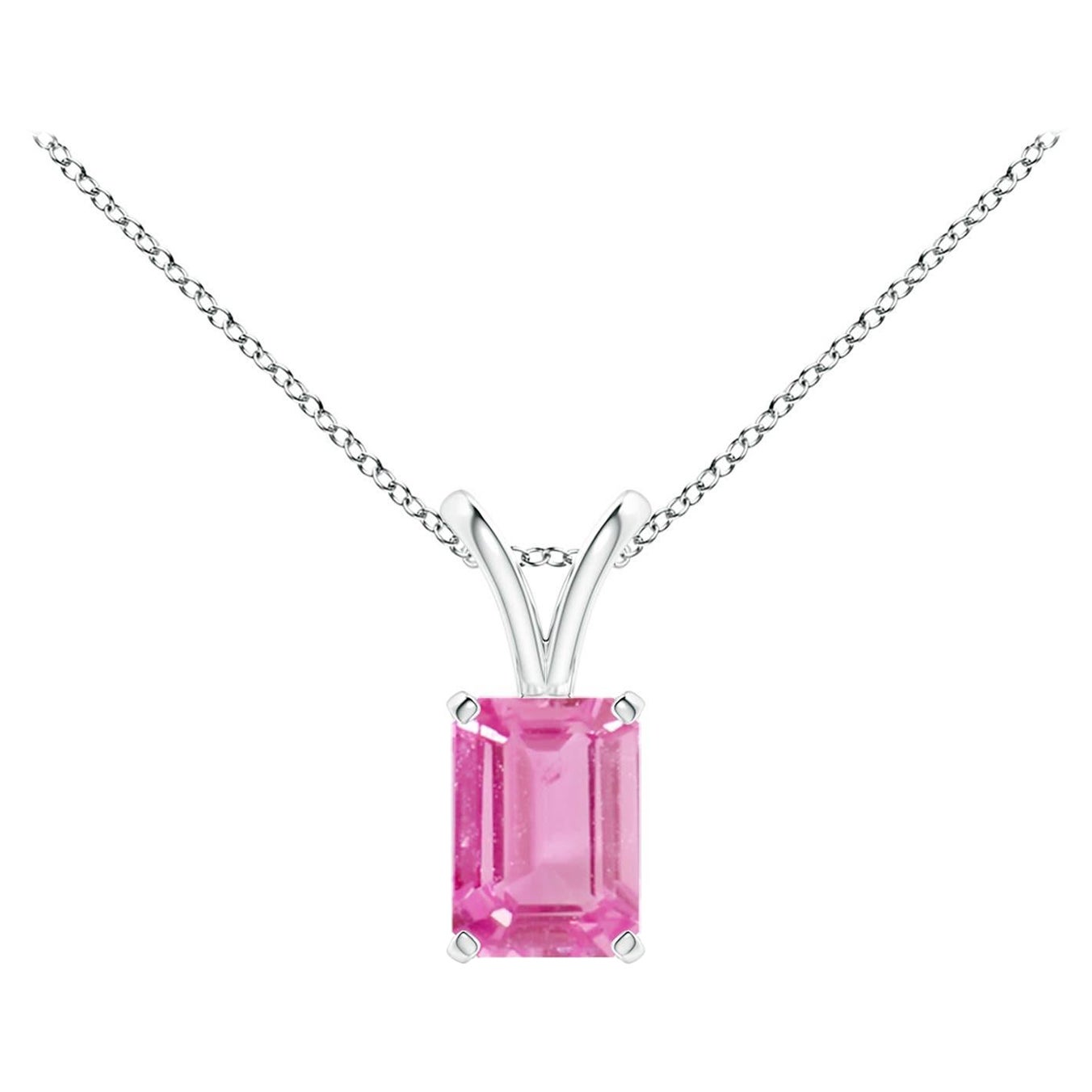 Angara Pendentif solitaire en or 14K avec émeraude naturelle et saphir rose de 1,15 ct en vente