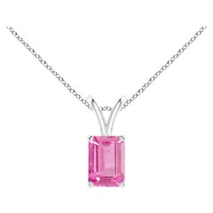 Angara Pendentif solitaire en or 14K avec émeraude naturelle et saphir rose de 1,15 ct
