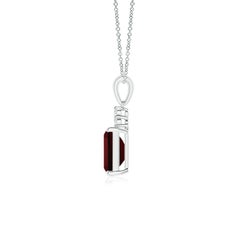 Angara Natural Emerald-Cut 1.2 ct Garnet Pendant with Diamond in 14K Solid Gold