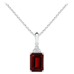 Angara Pendentif en or massif 14K avec diamant et grenat naturel taillé en émeraude de 1,2 ct