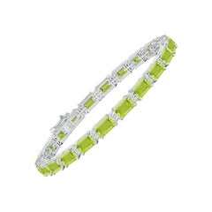 Bracelet en or 14 carats avec péridot taillé en émeraude naturelle de 13,2 ct et diamants de l'Angara