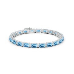 Angara Natural Emerald-Cut 14.3ct Swiss Blue Topaz Bracelet 14K Gold for Women