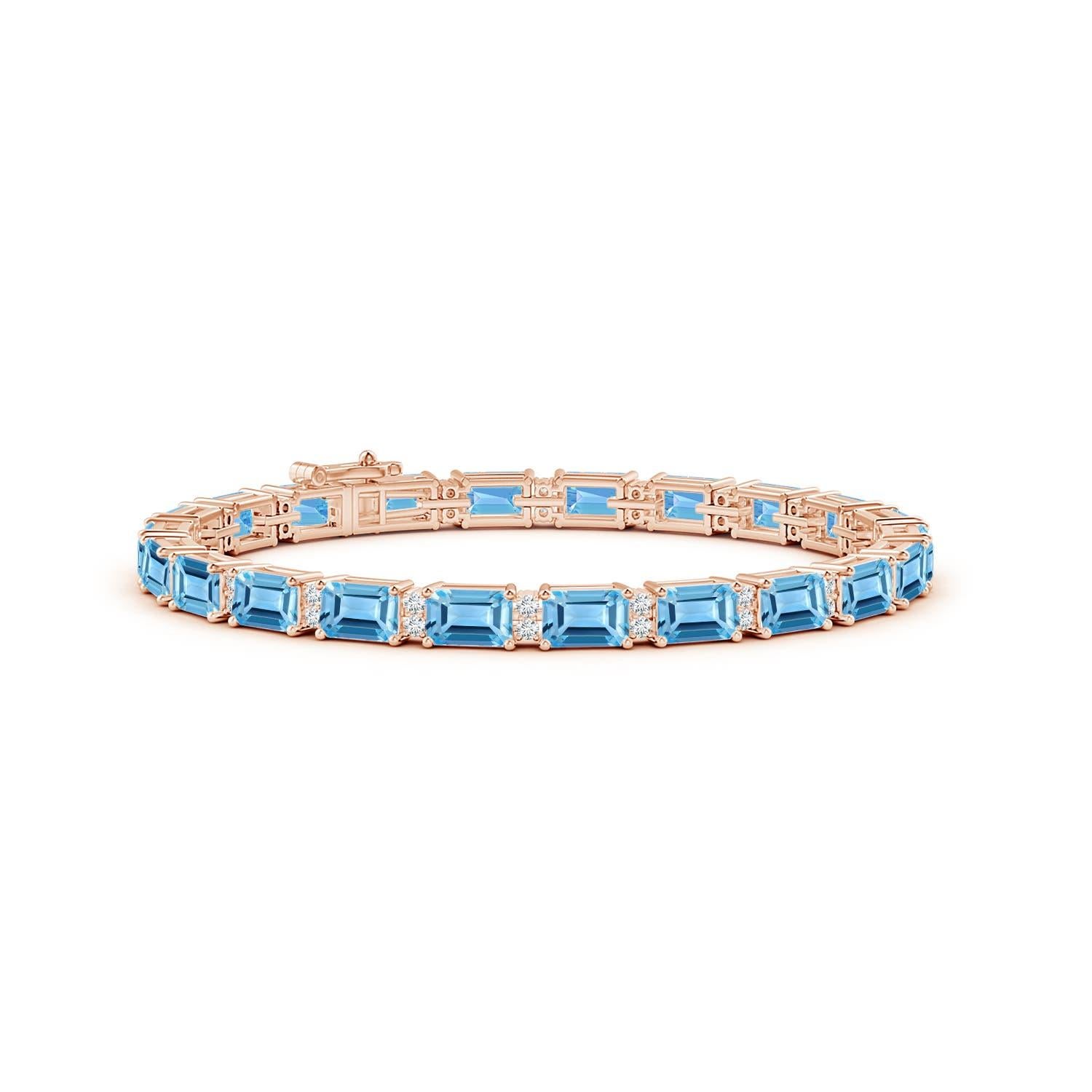 Angara Natürlicher Smaragd-Schliff 14,3ct Schweizer Blautopas Armband 14K Gold für Frauen im Angebot 1