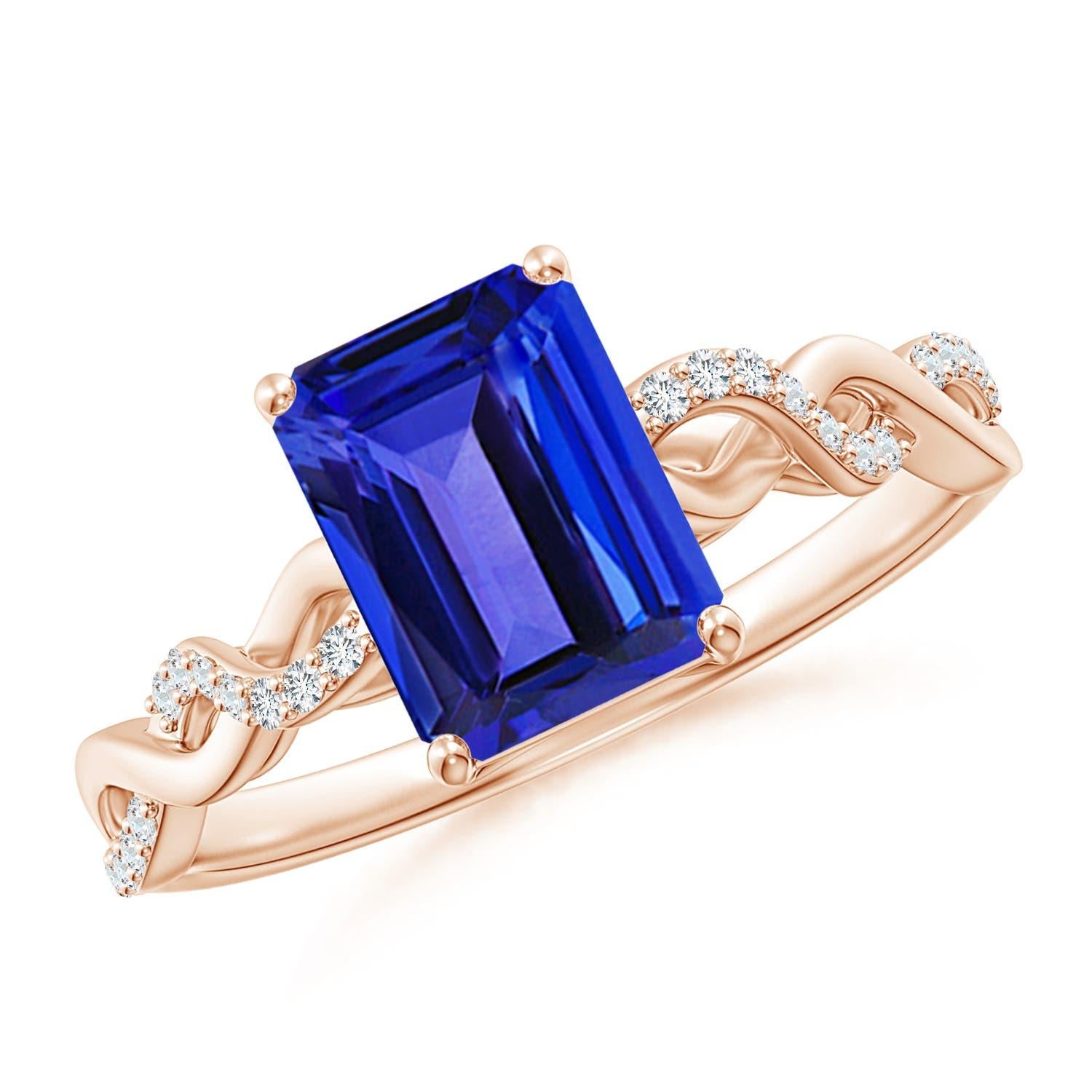 Angara natürlichen Smaragd-Schliff 1,5 ct Tansanit Verlobungsring in 14K massivem Gold im Angebot 2