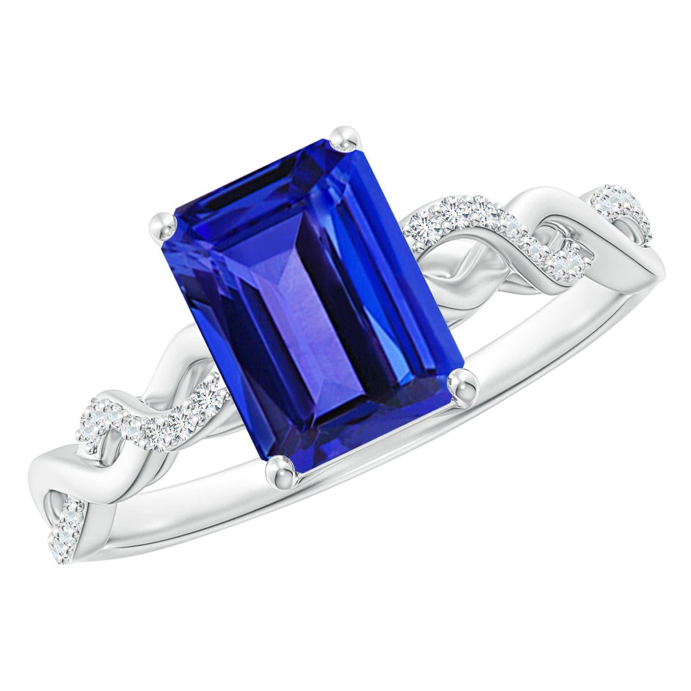 Angara natürlichen Smaragd-Schliff 1,5 ct Tansanit Verlobungsring in 14K massivem Gold