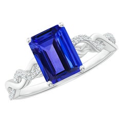 Angara natürlichen Smaragd-Schliff 1,5 ct Tansanit Verlobungsring in 14K massivem Gold