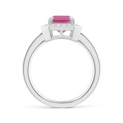 Angara natürlichen Smaragd-Schliff 1,85ct rosa Turmalin Ring Diamant in 14K massivem Gold