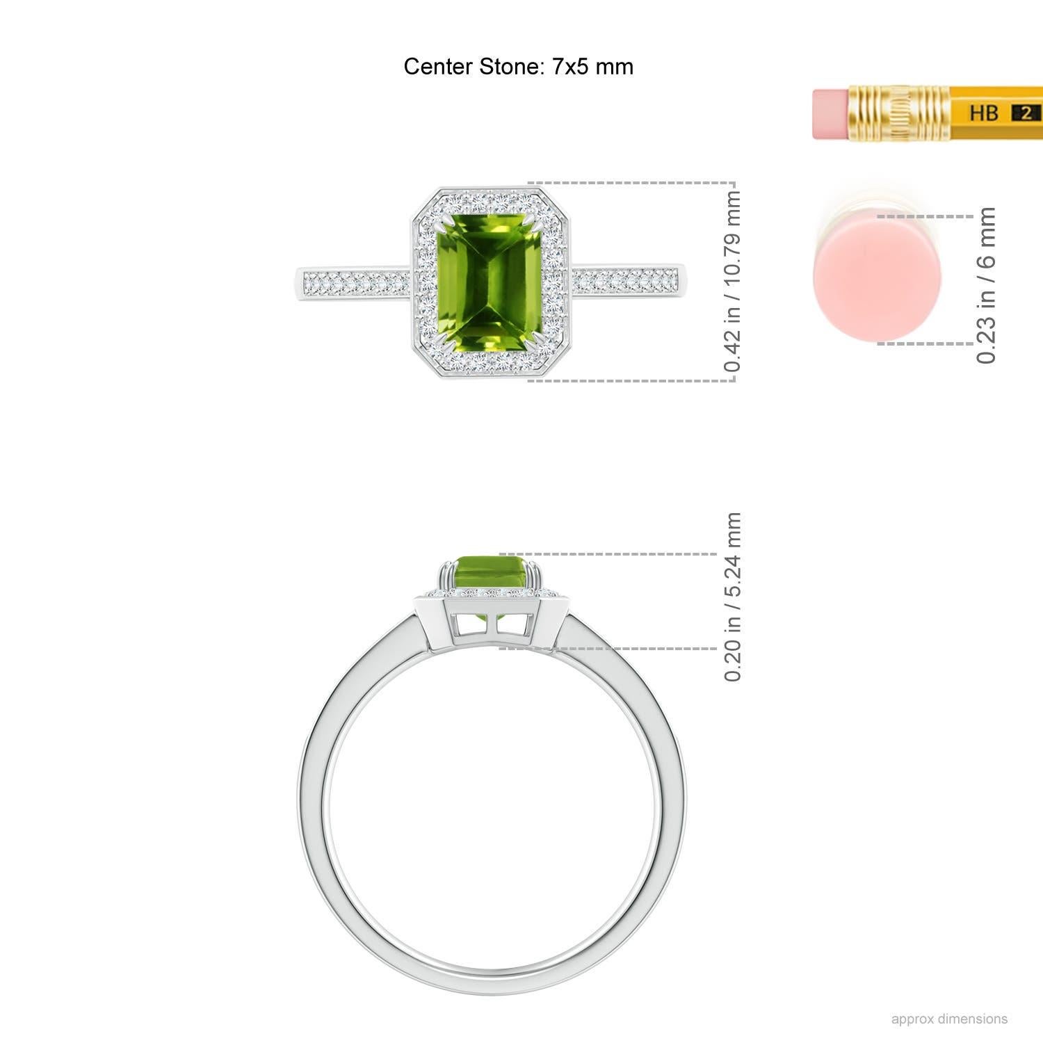 Angara Natural Emerald-Cut 1ct Peridot Engagement Ring Diamond in 14K Solid Gold In New Condition For Sale In Los Angeles, CA