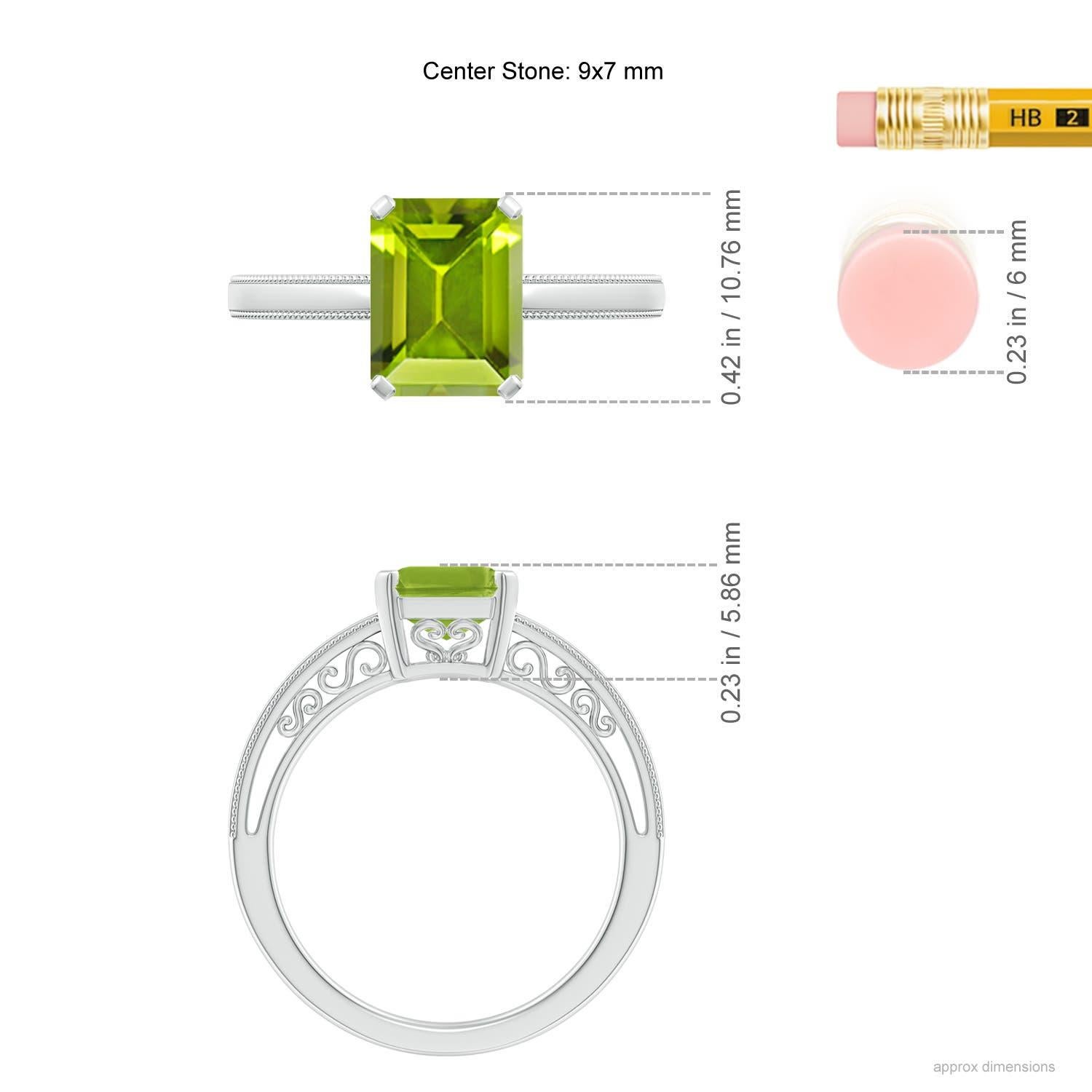 Donna Angara Anello solitario con peridoto naturale taglio smeraldo da 2,35 carati in oro massiccio 14K in vendita