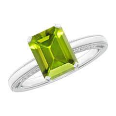 Angara Anello solitario con peridoto naturale taglio smeraldo da 2,35 carati in oro massiccio 14K