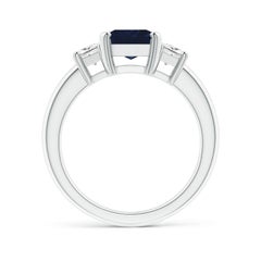 Angara Natural Emerald-Cut 2.45 ct Blue Sapphire and Diamond Ring 14K Solid Gold