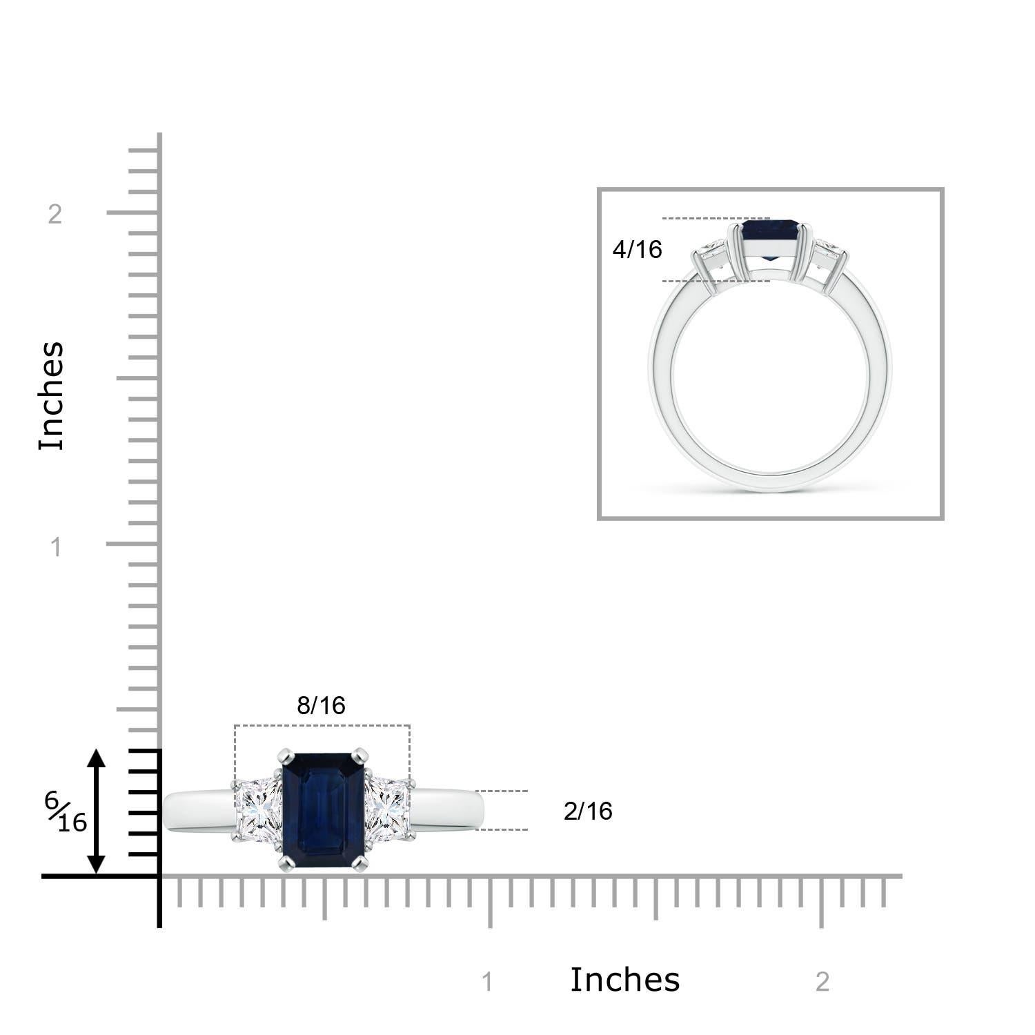Angara Natürlicher Smaragd-Schliff 2,45 ct Blauer Saphir und Diamant Ring 14K Solid Gold im Angebot 1