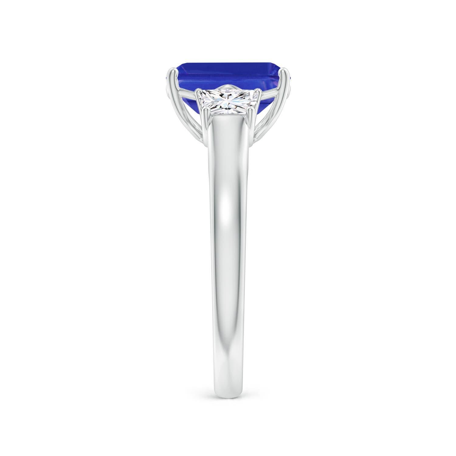 Angara Natural Emerald-Cut 2.4ct Tanzanite & Diamond Engagement Ring in 14K Gold In New Condition For Sale In Los Angeles, CA