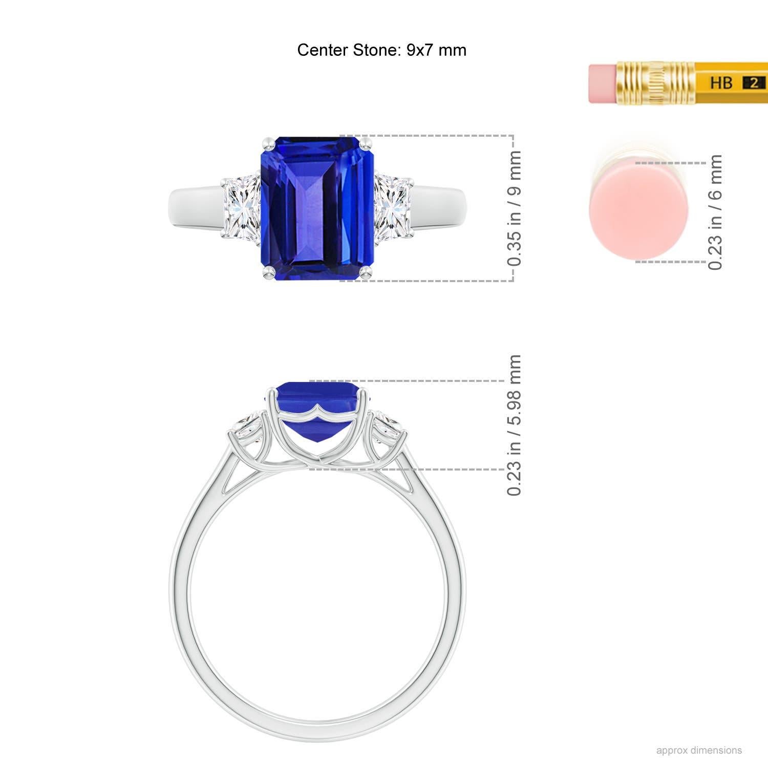 Women's Angara Natural Emerald-Cut 2.4ct Tanzanite & Diamond Engagement Ring in 14K Gold For Sale