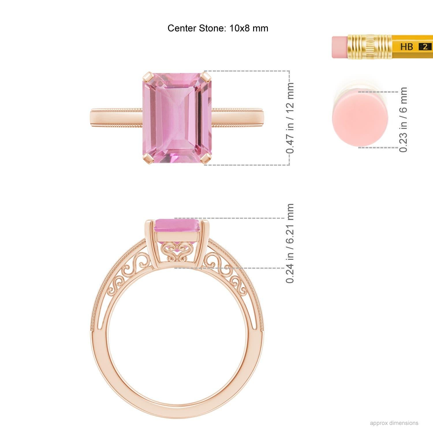 Angara natürlichen Smaragd Schliff 2,52 ct rosa Turmalin Solitär Ring 14K Solid Gold im Zustand „Neu“ im Angebot in Los Angeles, CA