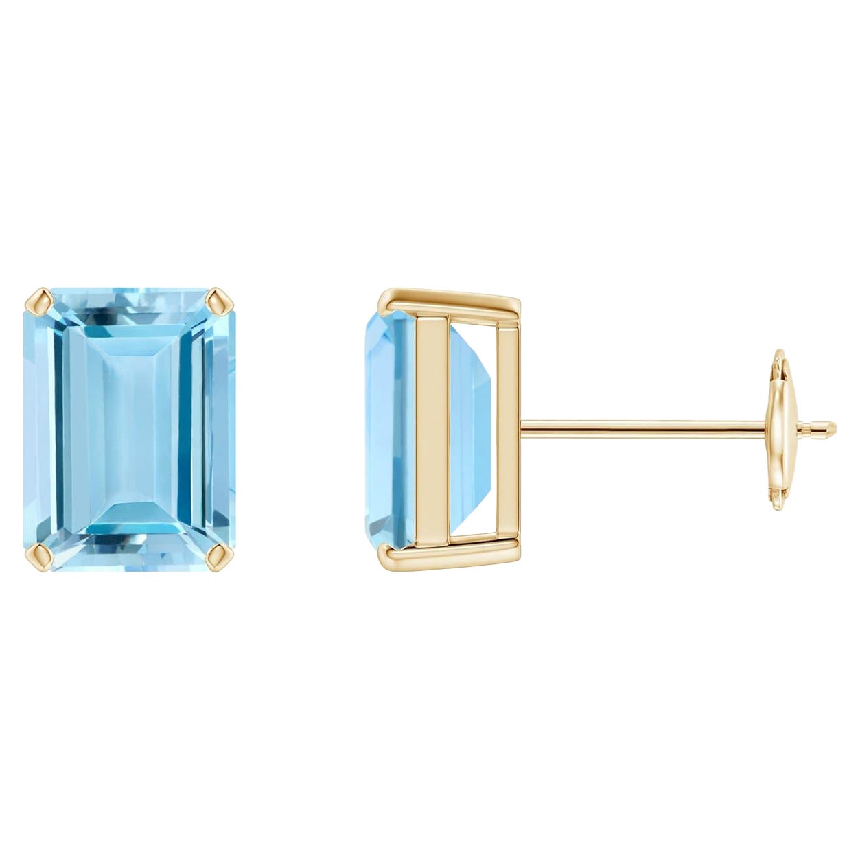 Angara Orecchini solitari in oro 14K con smeraldo naturale da 2,7 ct di acquamarina