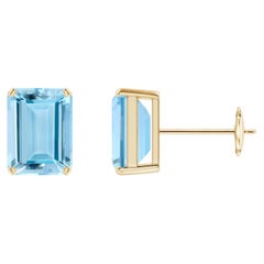Angara Orecchini solitari in oro 14K con smeraldo naturale da 2,7 ct di acquamarina