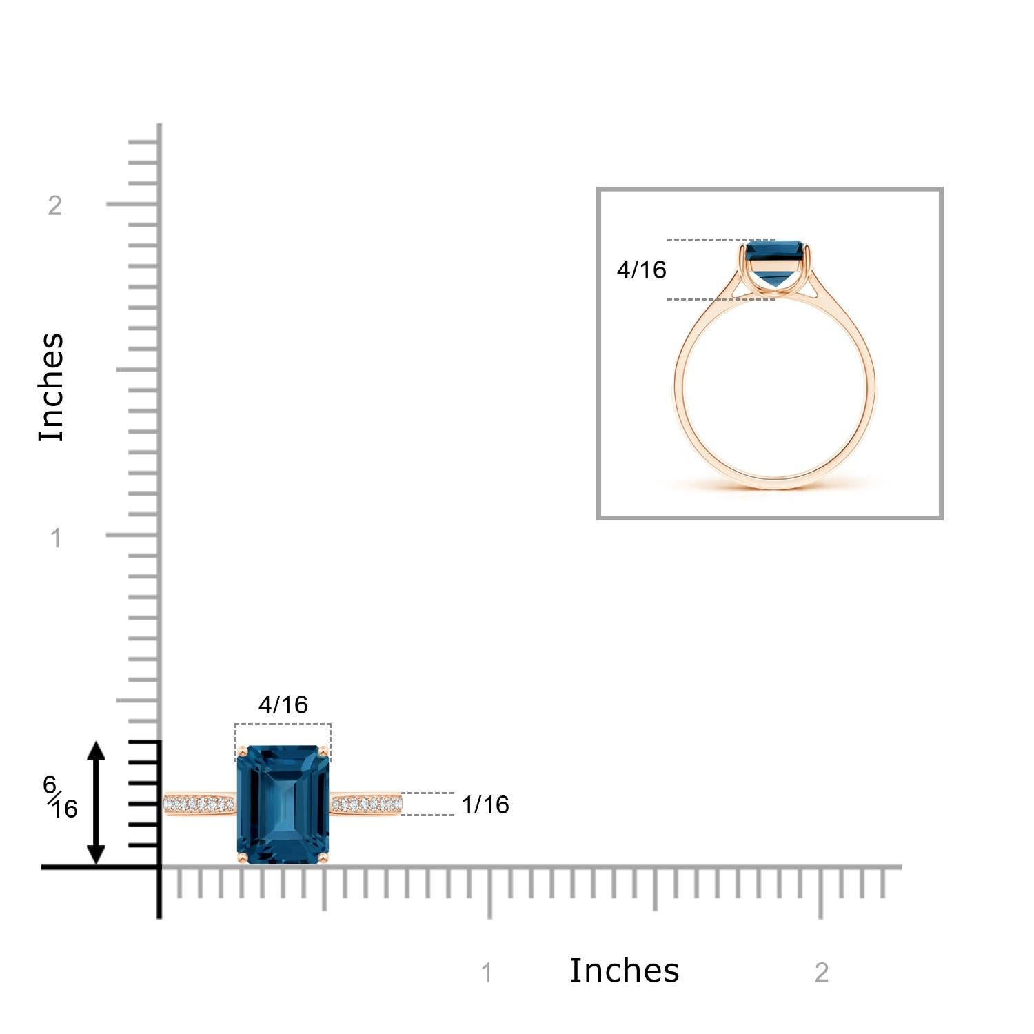 Anillo de cóctel de oro de 14 quilates con topacio azul de Londres de 2,75 ct y talla esmeralda natural de Angara en Nuevo estado para la venta en Los Angeles, CA