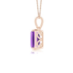 Angara Colgante solitario de amatista natural talla esmeralda de 2,9 ct en oro macizo de 14 quilates